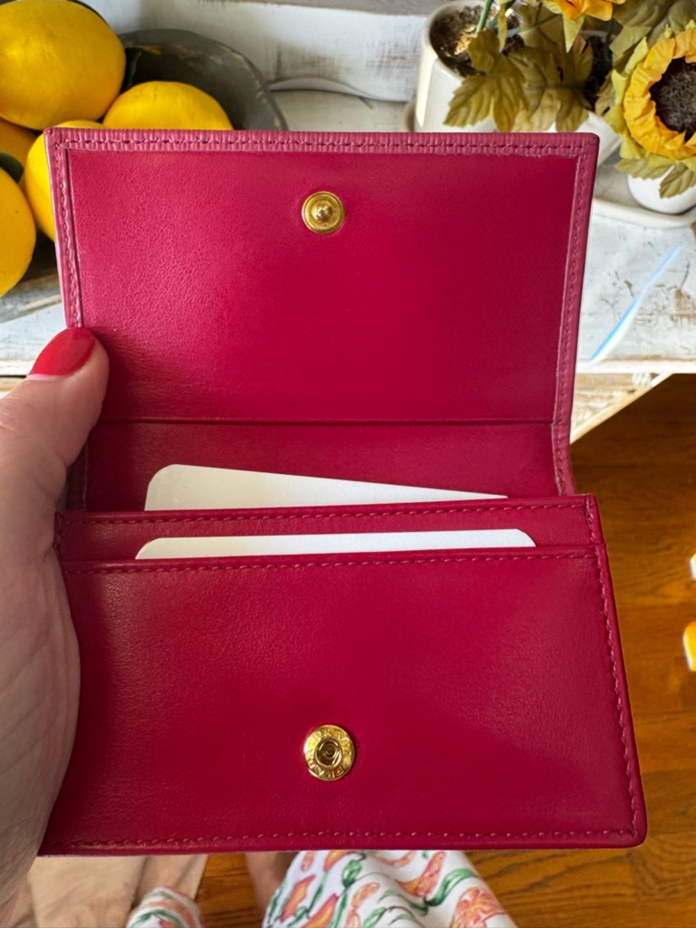 Prada Saffiano Leather Card Holder – Vibrant Pink - Picture 5 of 5